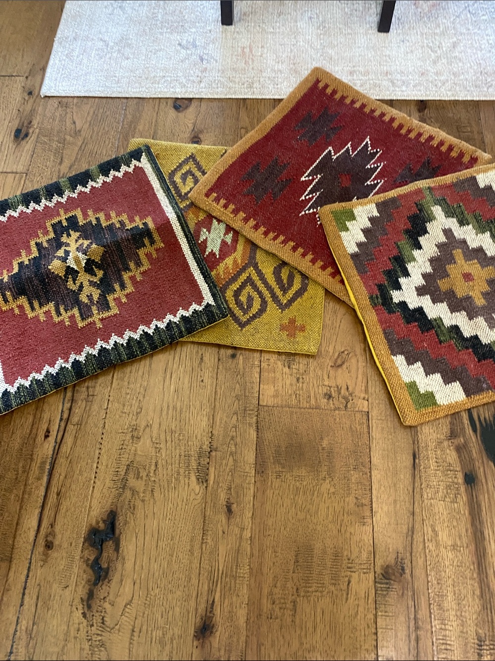 Handwoven Kilim Accent Cushions - 18x18 Multicolor Rustic Geometric Set
